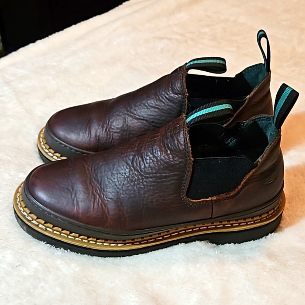 Georgia Giant Romeo Brown Leather Shoes Low Work Boots Size 8.5 mens
